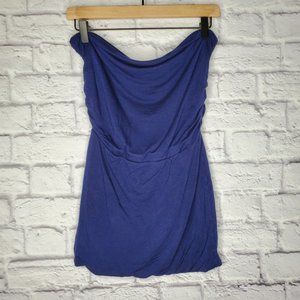 Renee C womens tube top blouse, blue, sz M